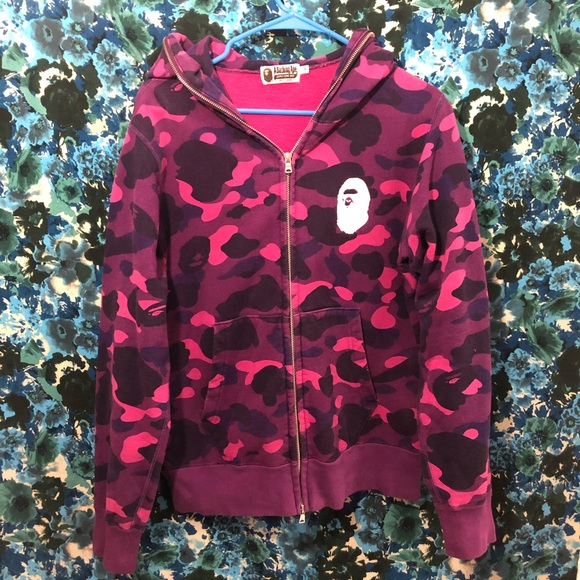 BAPE A Bathing APE HOODIE purple camo MEDIUM - Zip Up
